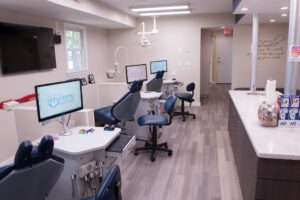 Treatment area with patient chairs at the Hillsborough office