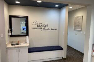 Brushing station at the Montgomery orthodontic office