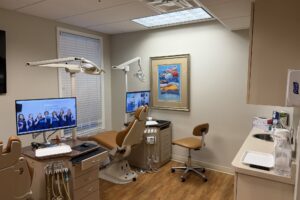 Patient chair and screens in the Montgomery treatment area