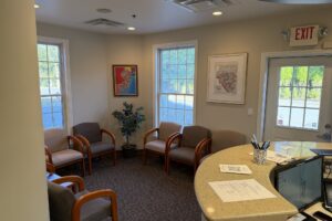 Waiting room seating at the Montgomery orthodontic office